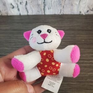 Genius Babies Ultra Mini Plush Squeaker Cat Tiny Plush Soft Kitty Pink Polka Dot
